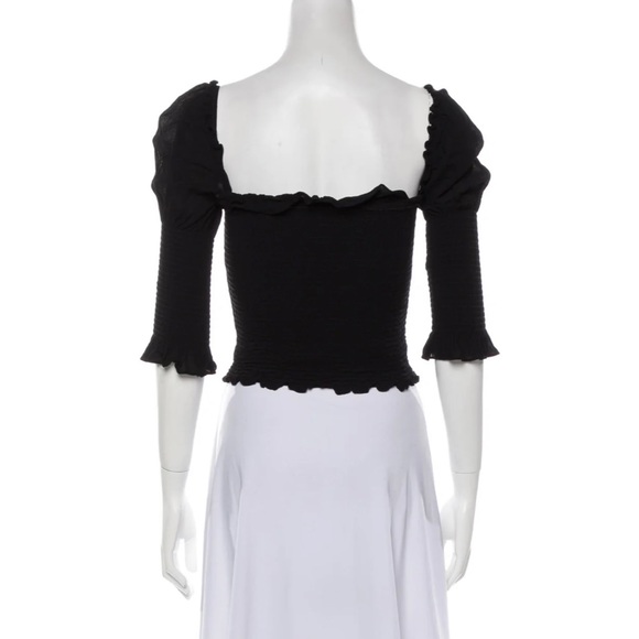 Black Reformation Square Neckline Three-quarter Sleeve Top - Picture 6 of 7